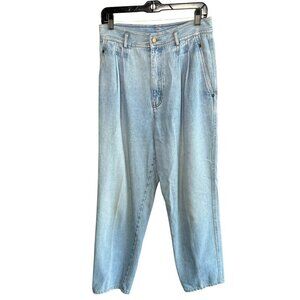 Vintage 80s Light Wash High Rise Pleated Baggy Jeans Size 14 Clifford & Wills